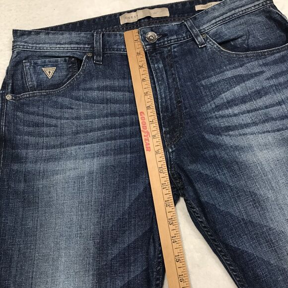 GUESS Jean Men 36x32 (34/32 tag) Regular Straight Whisker Faded - Picture 7 of 16
